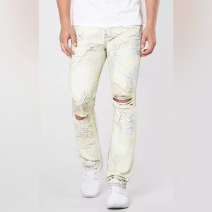 Cult of Individuality greaser straight jeans distressed jean button fly 36 x 34